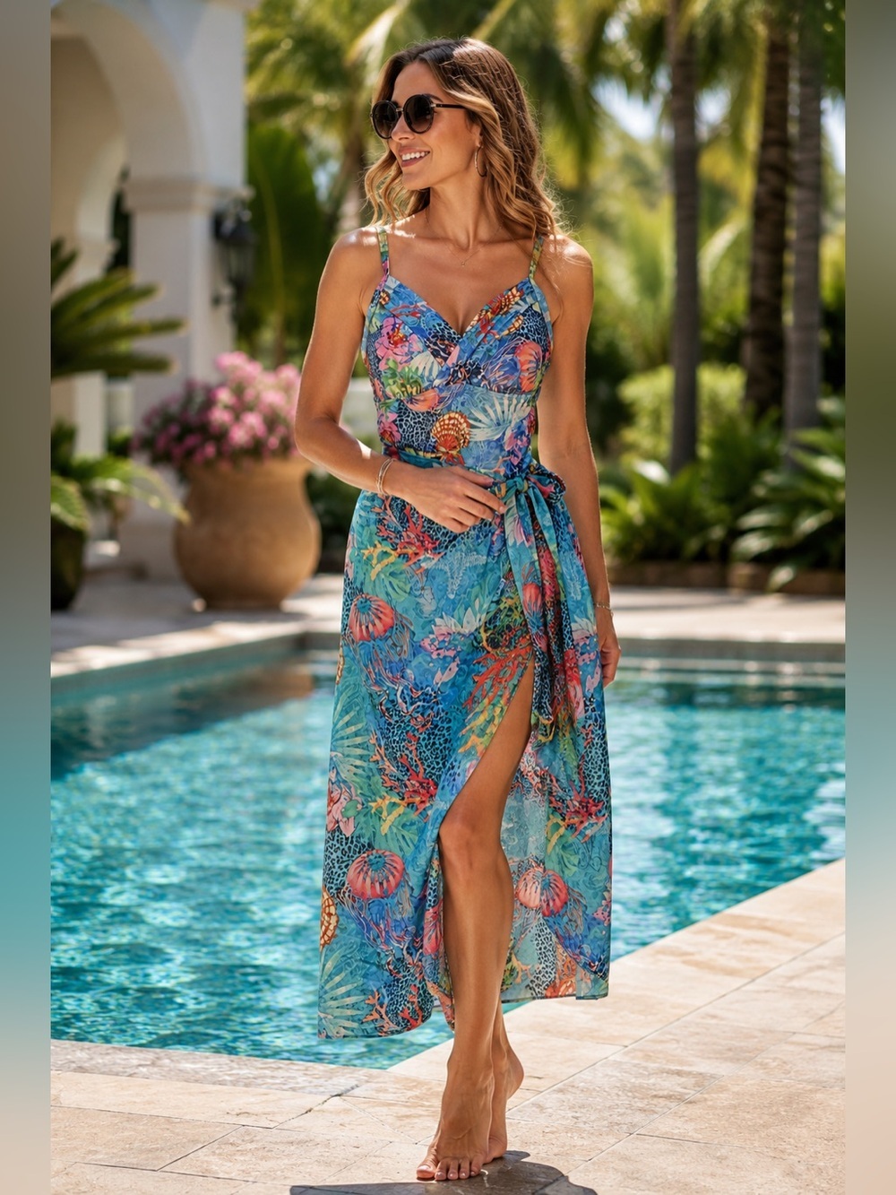 🛍️ 5/$40 Sale Tropical Print Swimsuit & Sarong Skirt Set (L Swimsuit/M Skirt)